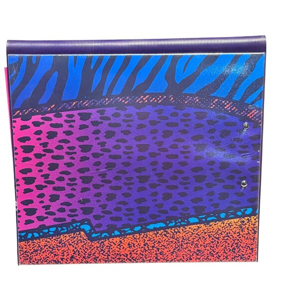 Trapper Keeper Binder Portfolio 3-Ring Folders Clip Board Animal Print Retro Sty - Picture 6 of 7